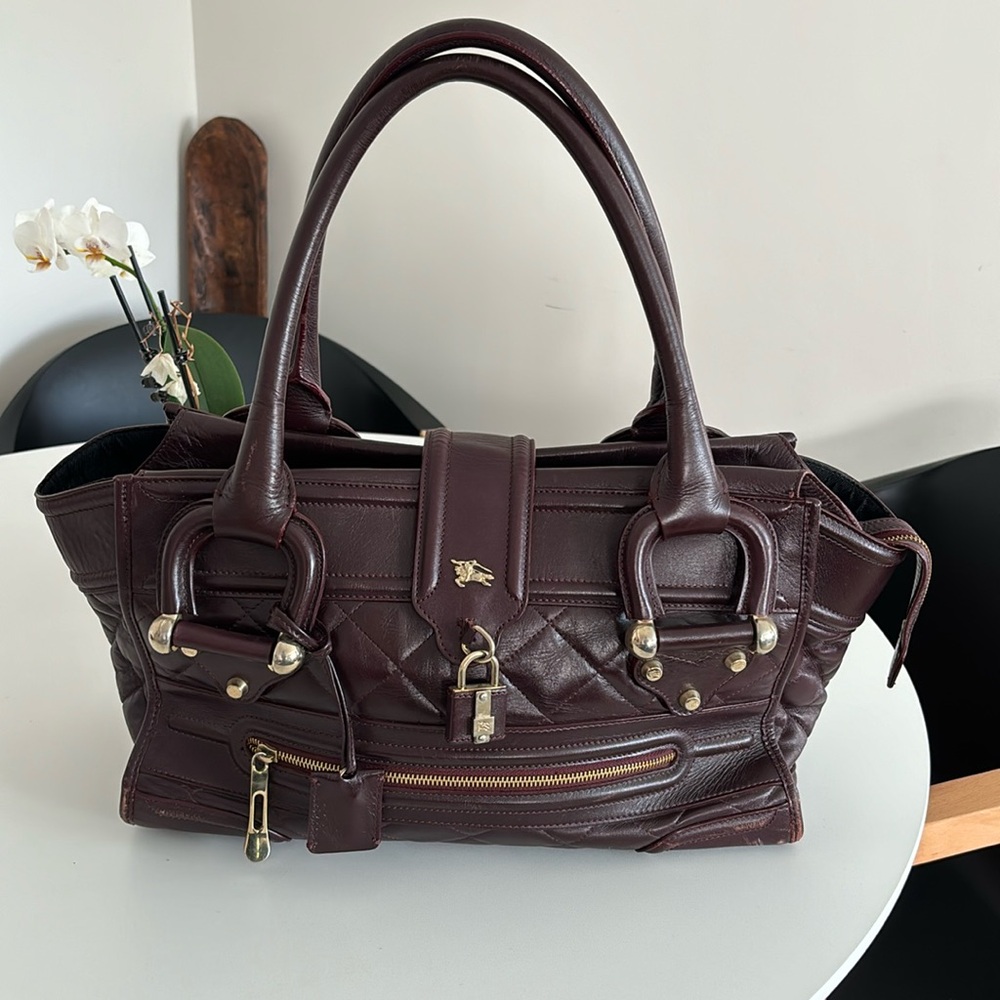 Vintage Burberry Leather Quilted Manor bag
